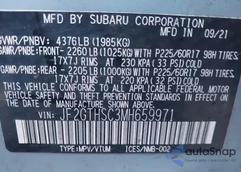 2021 Subaru Crosstrek Sport from USA, damaged, VIN JF2GTHSC3MH659971